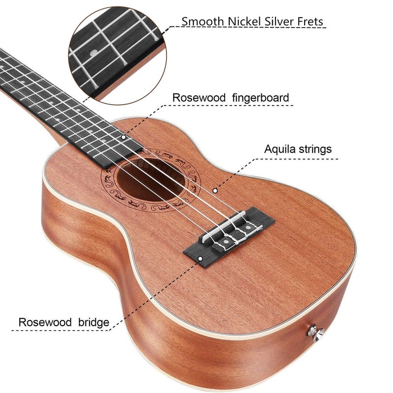 Ranch Left handed Concert Ukulele 23 inch Professional Wooden ukelele Instrument with Padded Ukele Gig Bag - Image 4